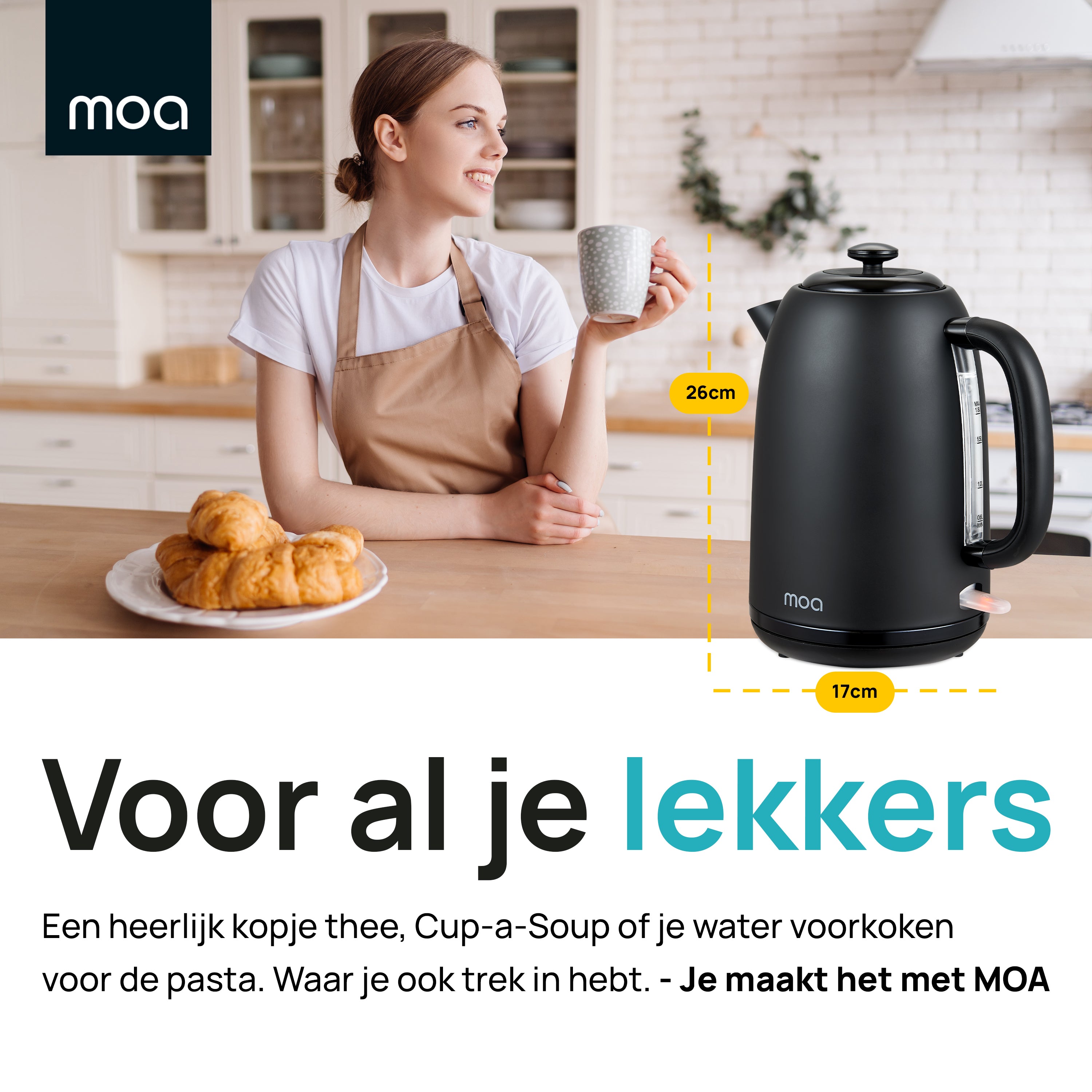 MOA Moderne Waterkoker - Zwart - EK2B