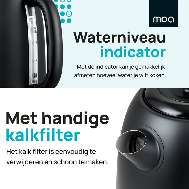 MOA Moderne Waterkoker - Zwart - EK2B
