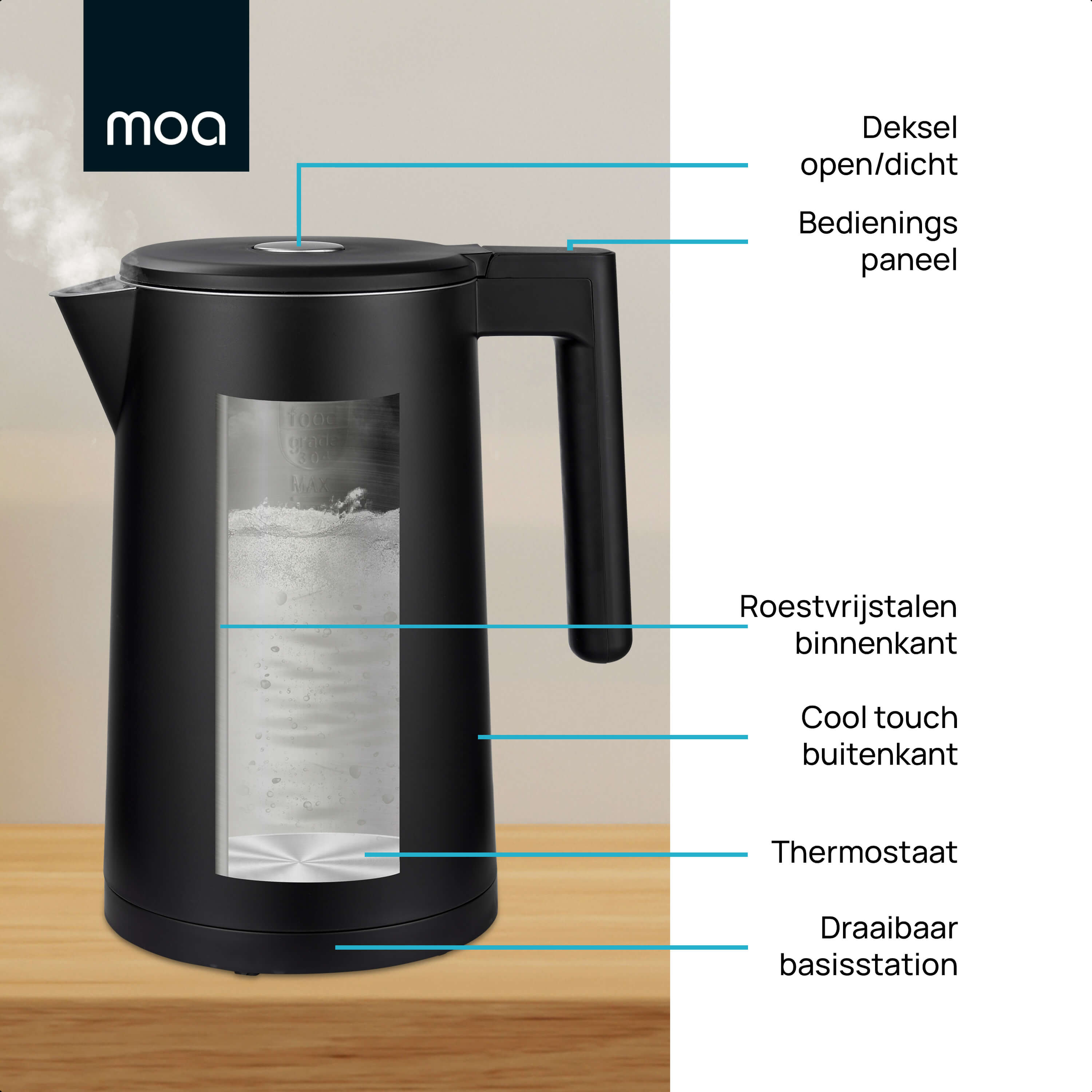 MOA Waterkoker Zwart - EK6B