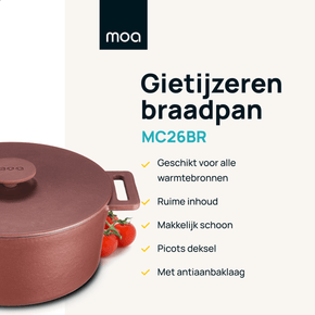 MOA Gietijzeren Braadpan - 26 cm - Bordeaux - MC26BR