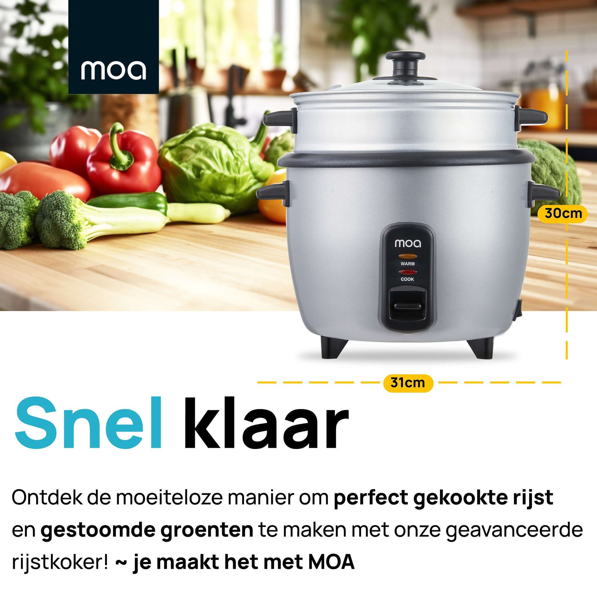 MOA Rijstkoker - Zilverkleurig - RC18S