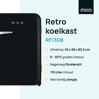 MOA Retro Koelkast - Zwart - RF130B