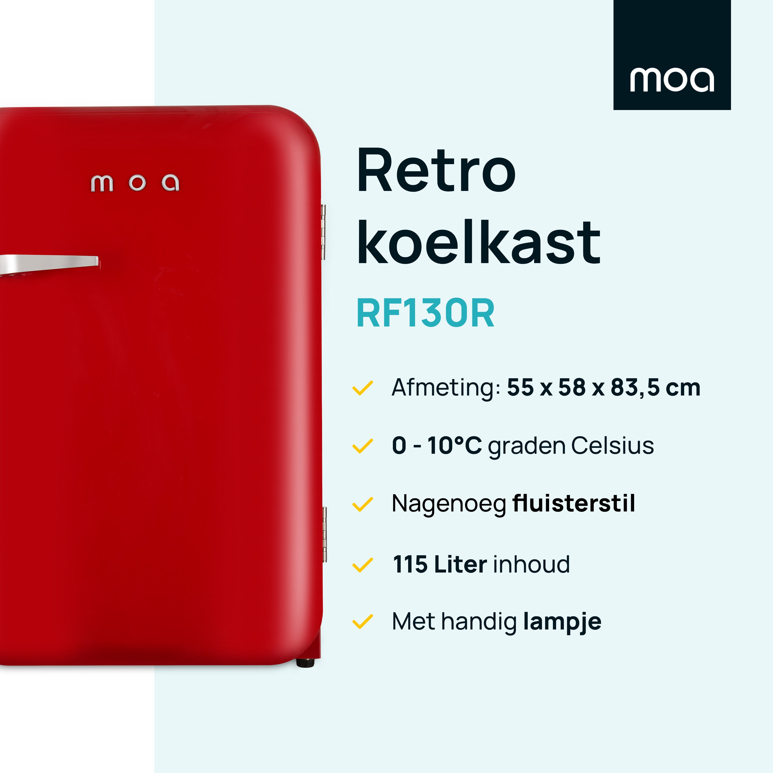 MOA Retro Koelkast - Rood - RF130R
