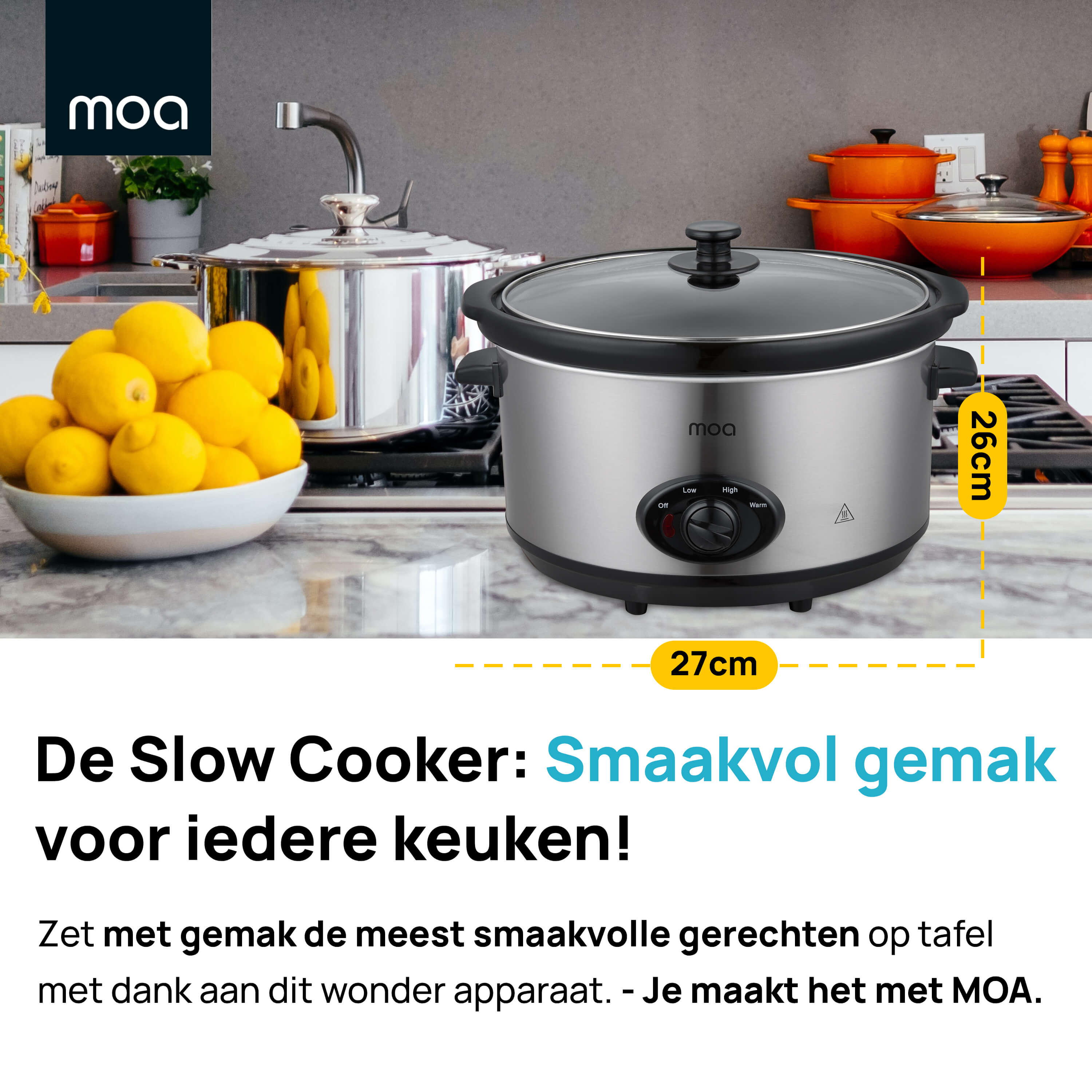 MOA Slowcooker - Zilverkleurig - SC65