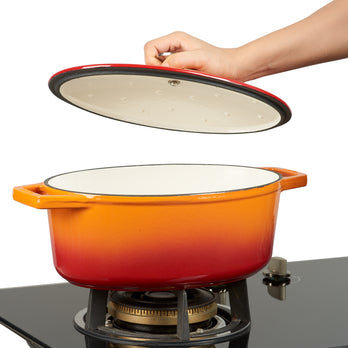 MOA Gietijzeren Braadpan - 29 cm - Oranjerood - C29OR