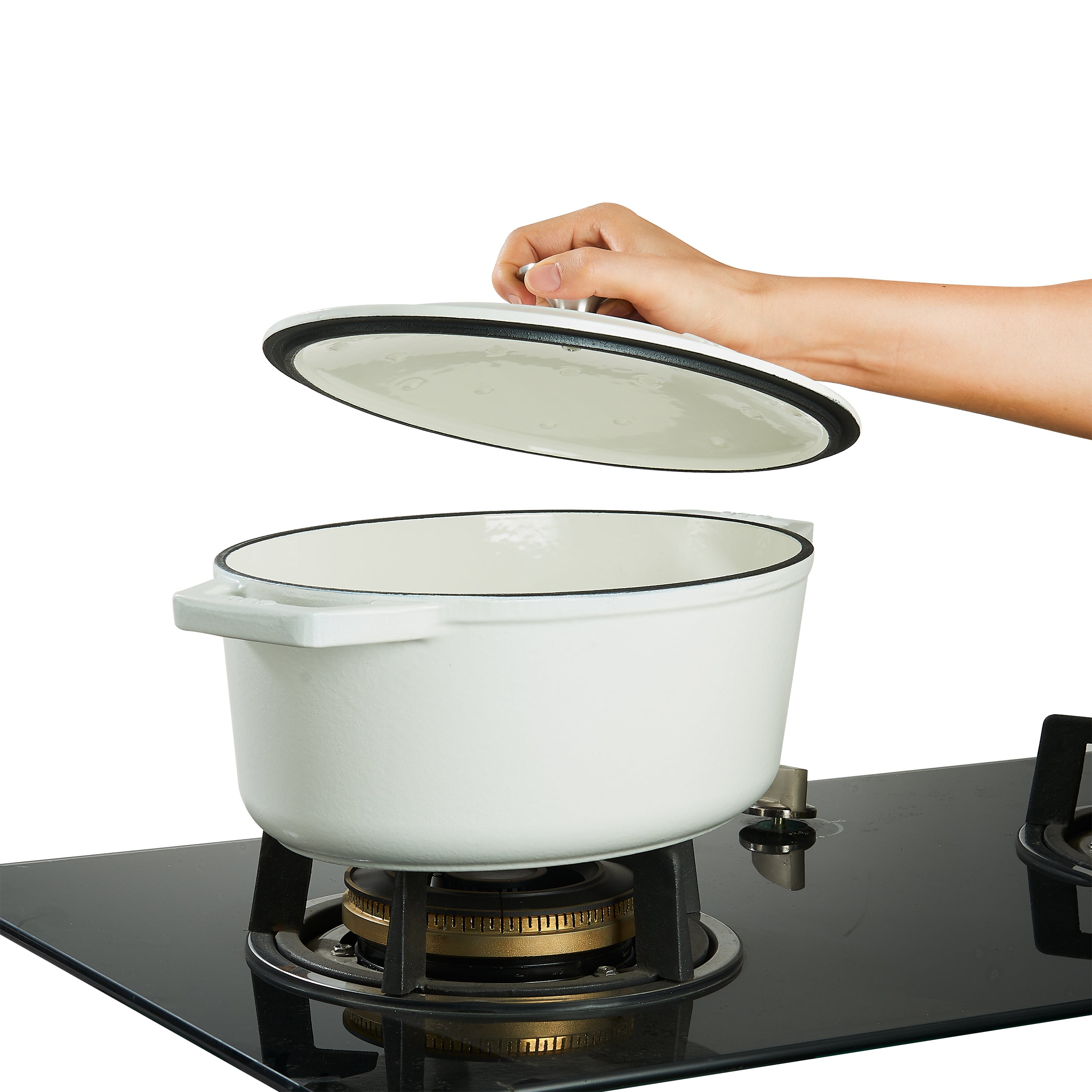 MOA Gietijzeren Braadpan - 29 cm - Wit - C29W