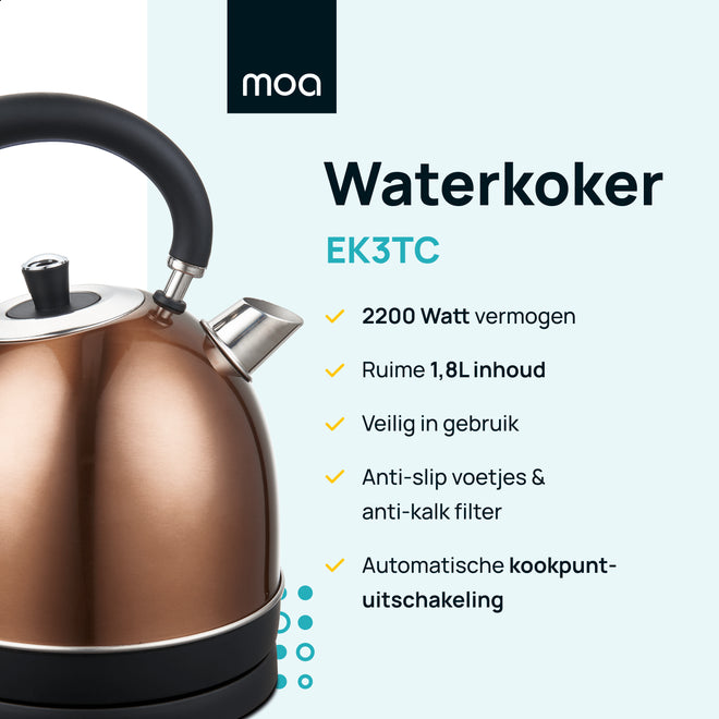 MOA Retro Waterkoker - Koper - EK3TC