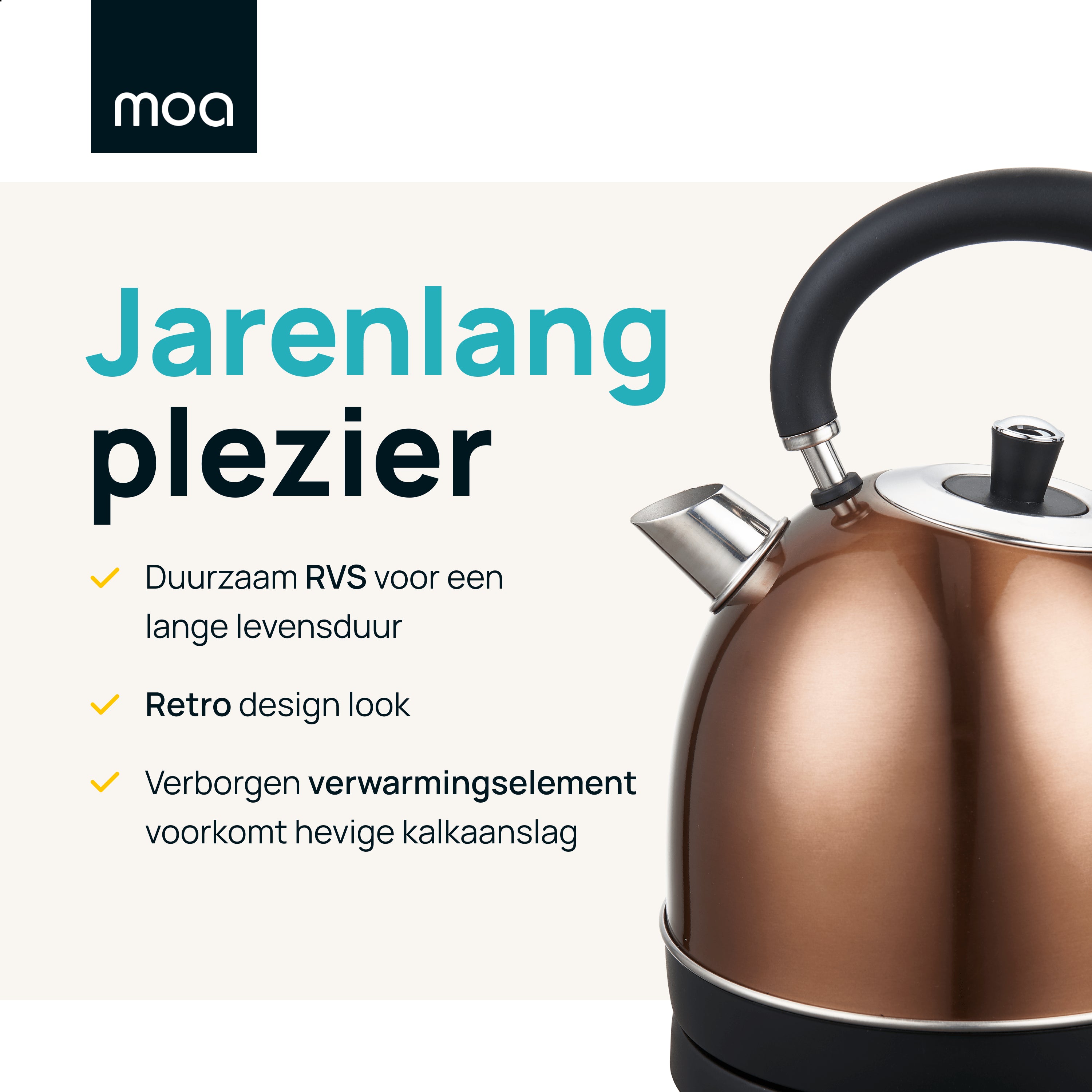 MOA Retro Waterkoker - Koper - EK3TC
