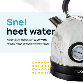 MOA Retro Waterkoker - Wit Marmer - EK3TM
