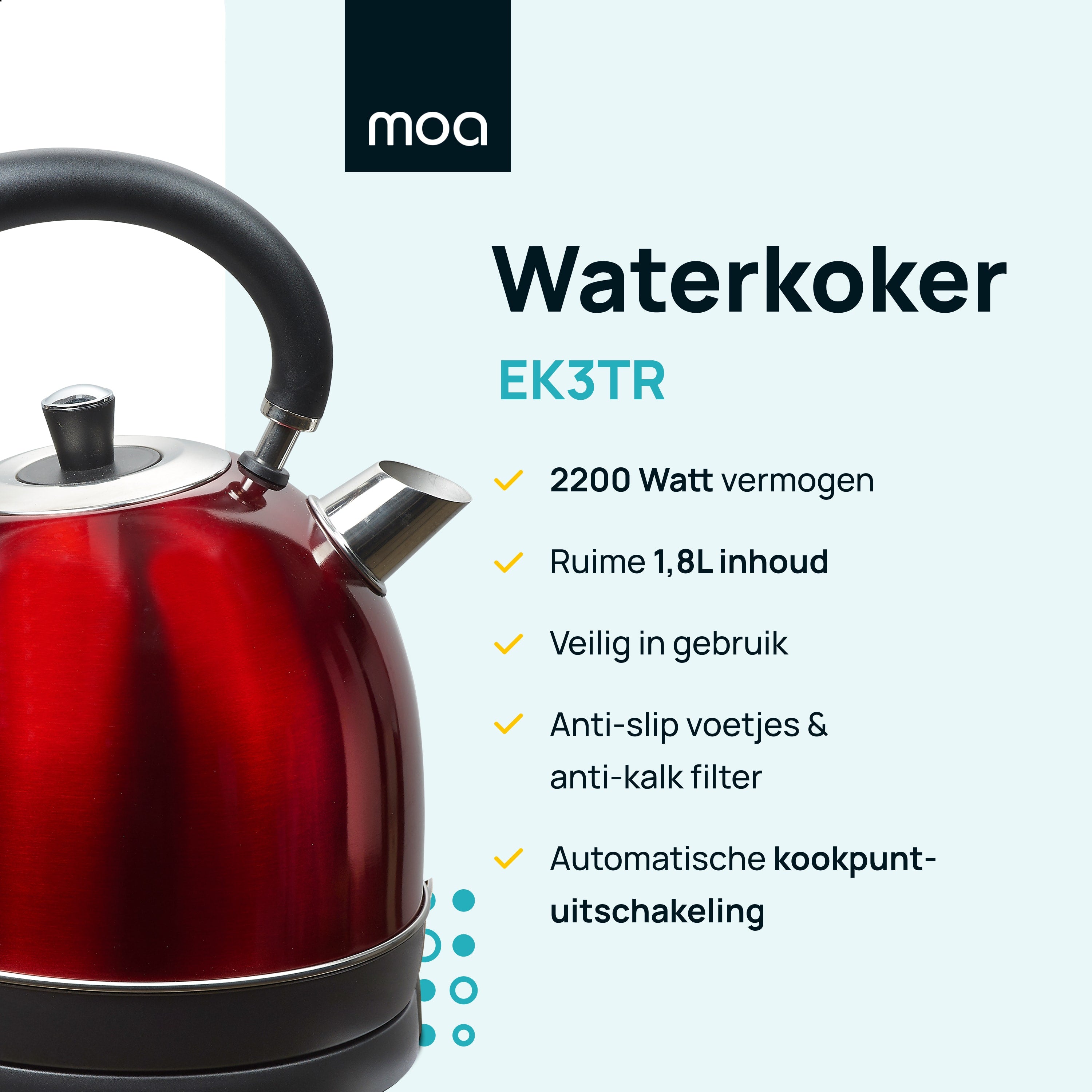 MOA Retro Waterkoker - Rood - EK3TR