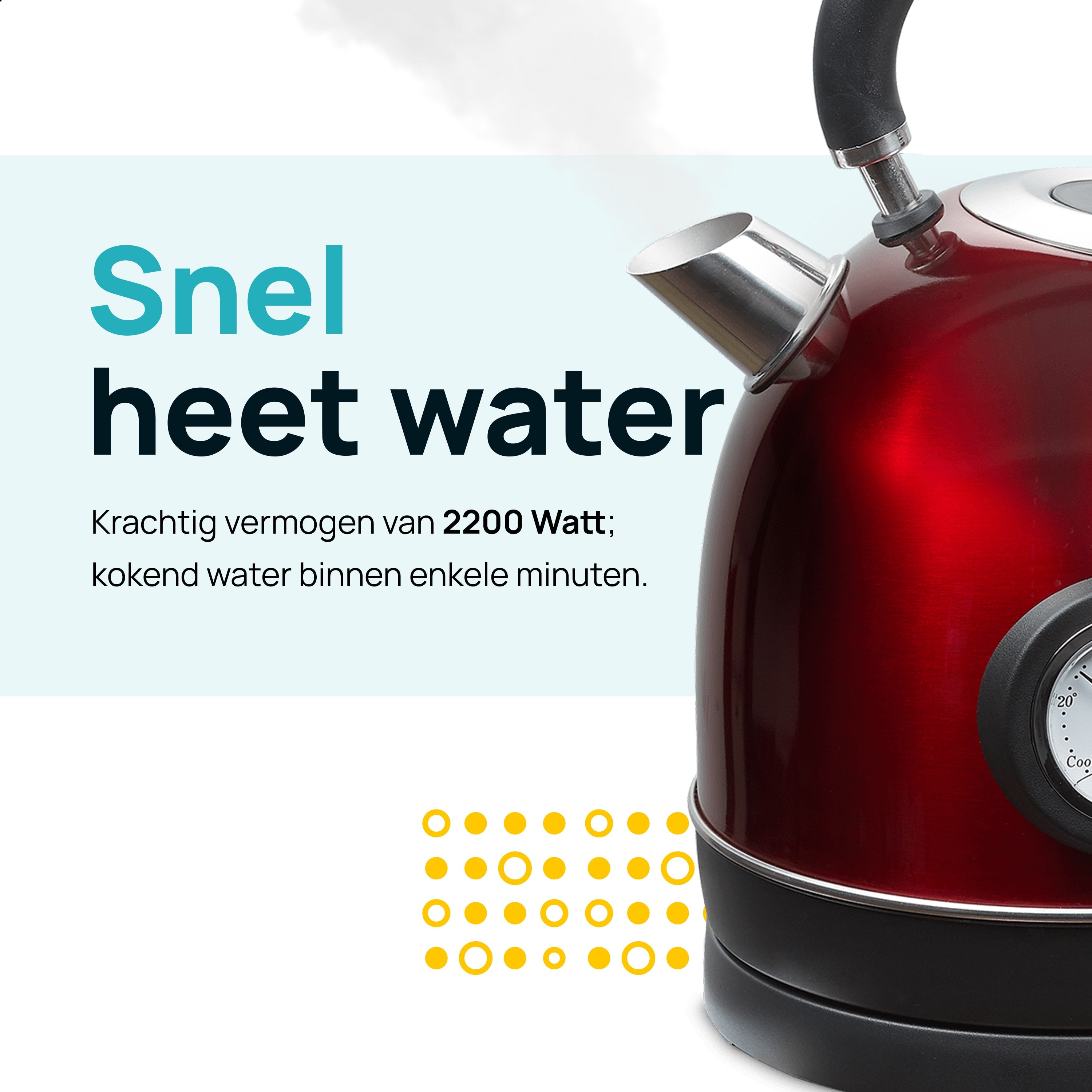 nakoming Defilé Situatie MOA Retro Waterkoker - Rood - EK3TR