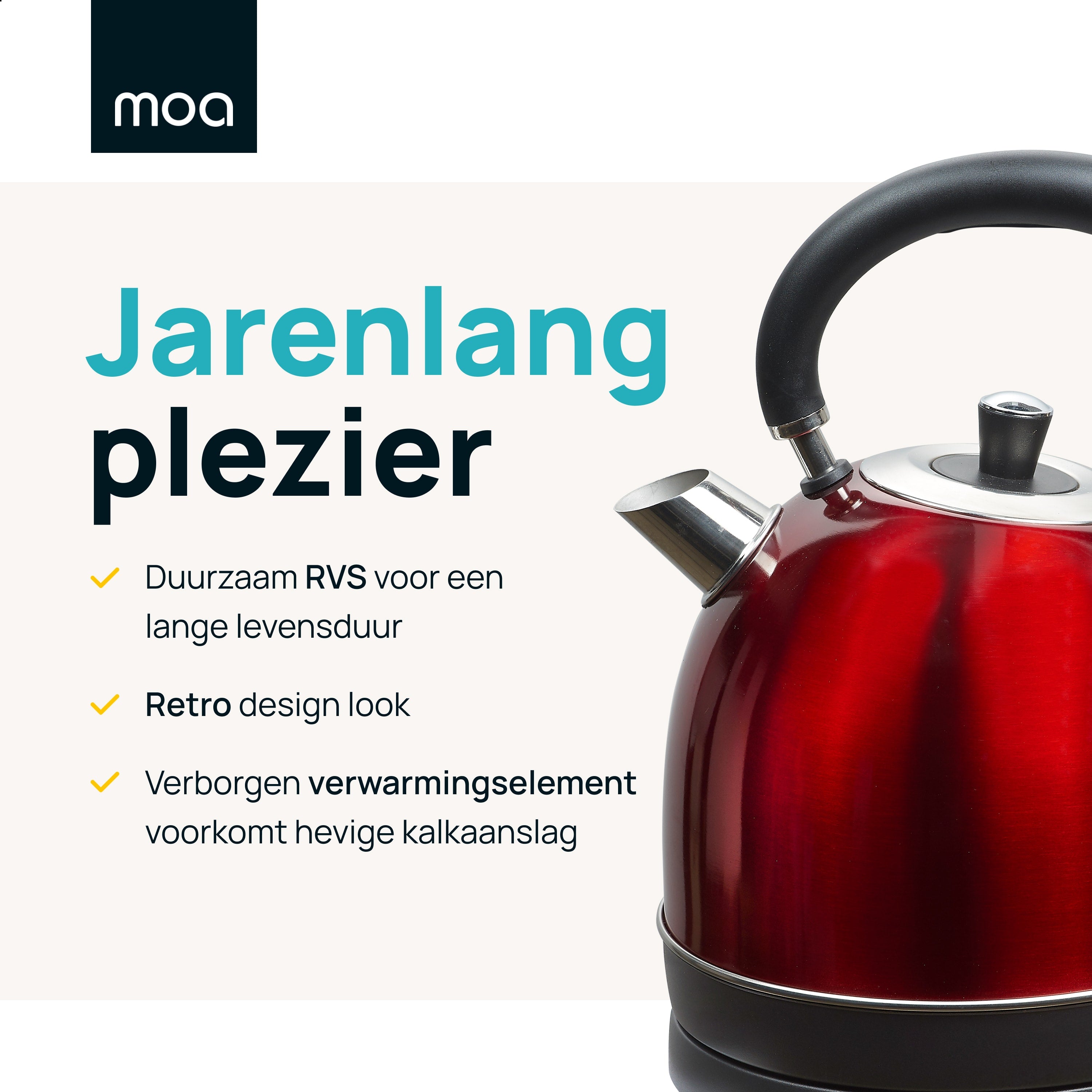 MOA Retro Waterkoker - Rood - EK3TR