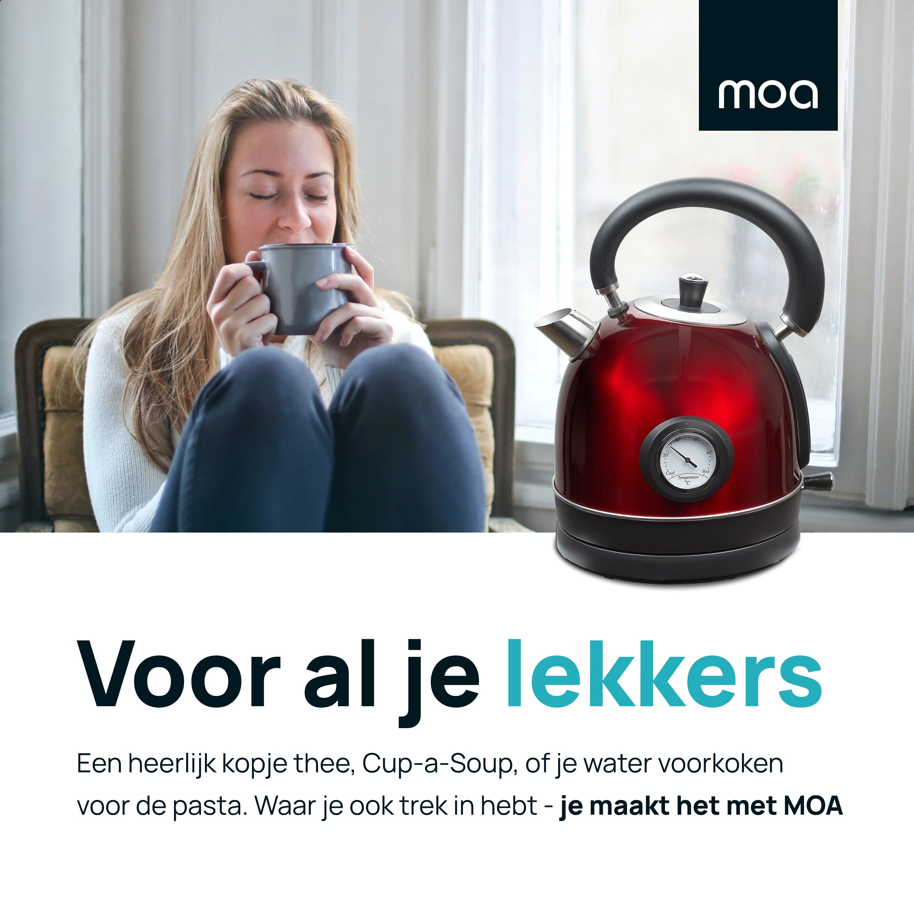 MOA Retro Waterkoker - Rood - EK3TR