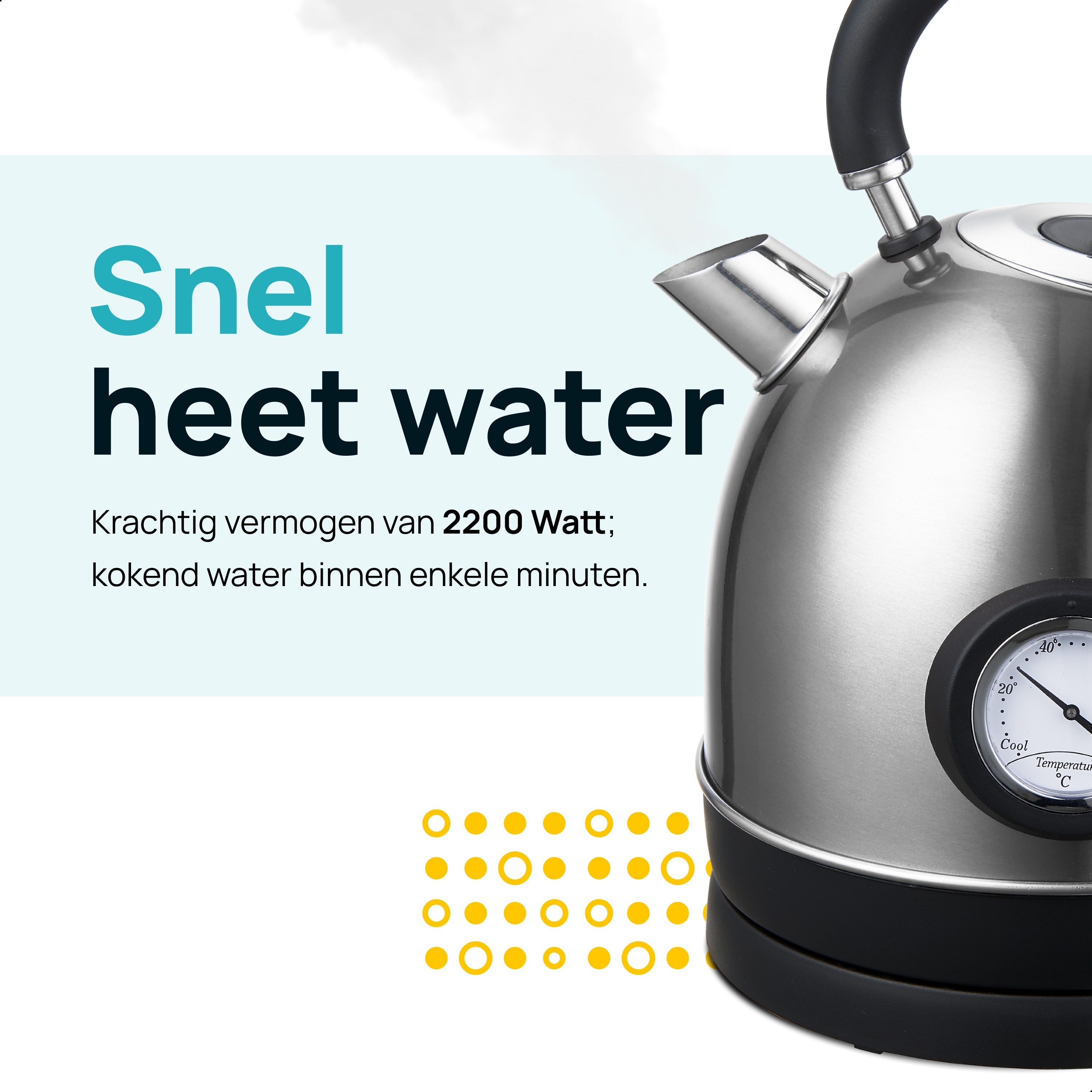 MOA Retro Waterkoker - Zilverkleurig - EK3TS