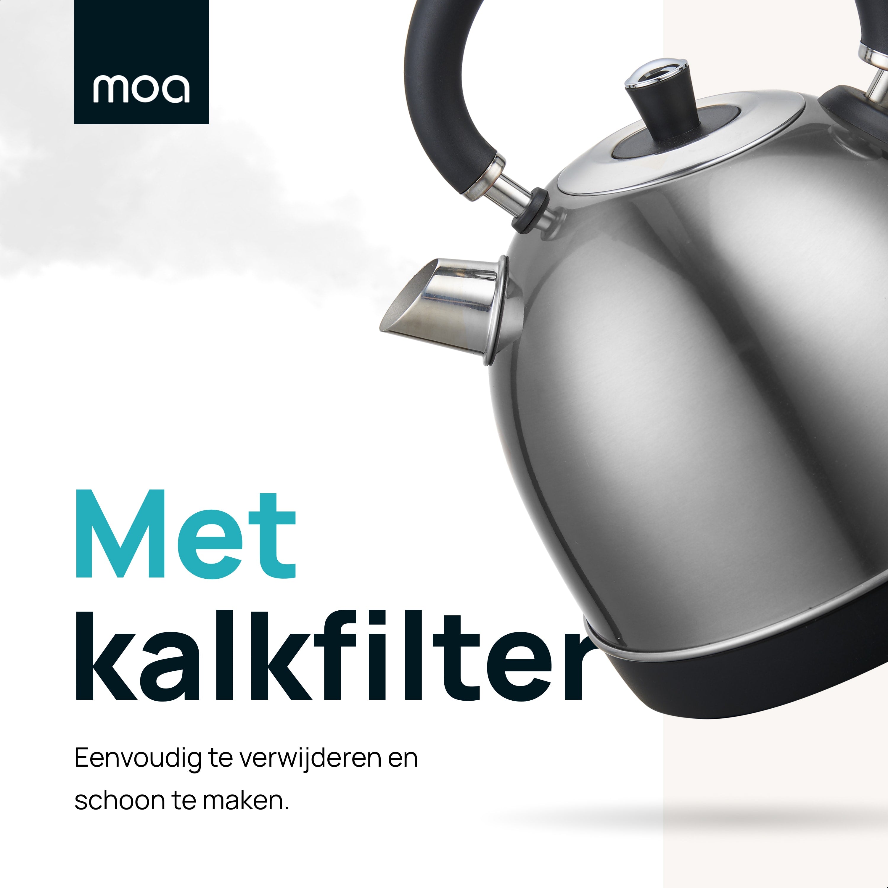 MOA Retro Waterkoker - Zilverkleurig - EK3TS