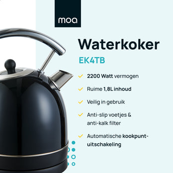 MOA Retro Waterkoker - Zwart - EK4TB