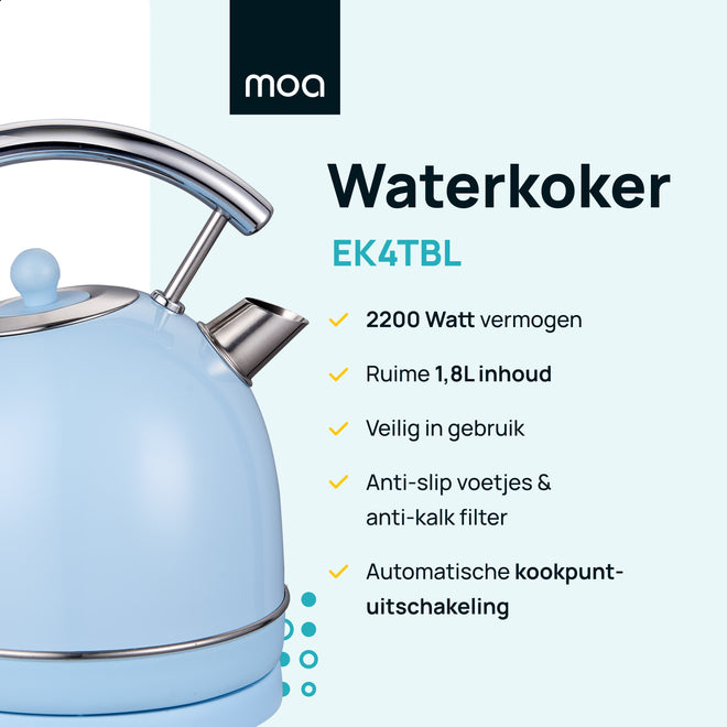 MOA Retro Waterkoker - Blauw - EK4TBL