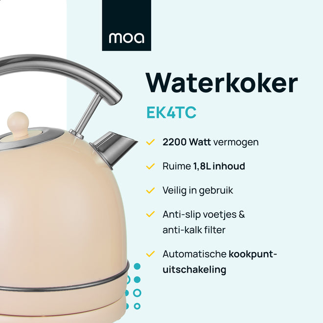 MOA Retro Waterkoker - Crème - EK4TC