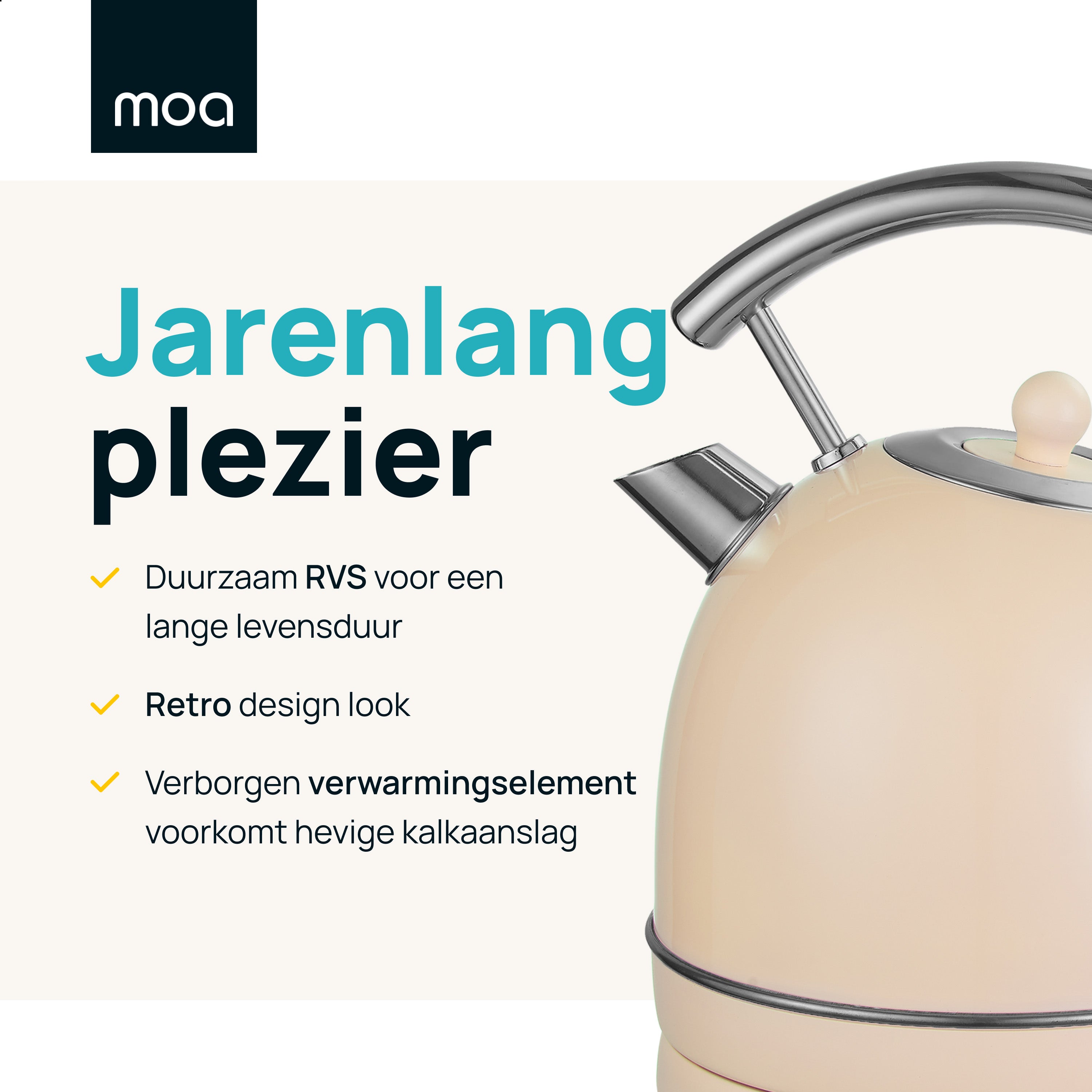 MOA Retro Waterkoker - Crème - EK4TC