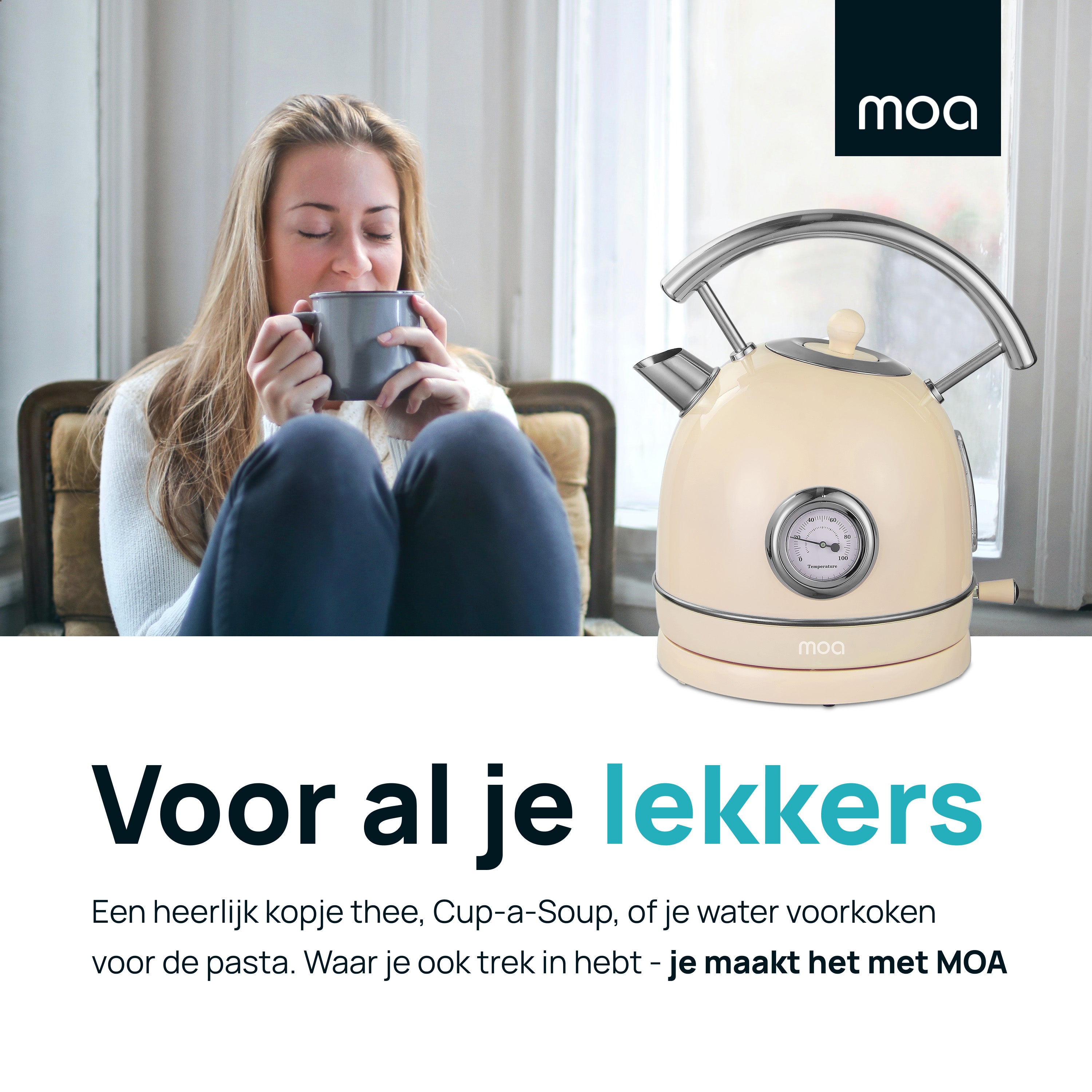 MOA Retro Waterkoker - Crème - EK4TC