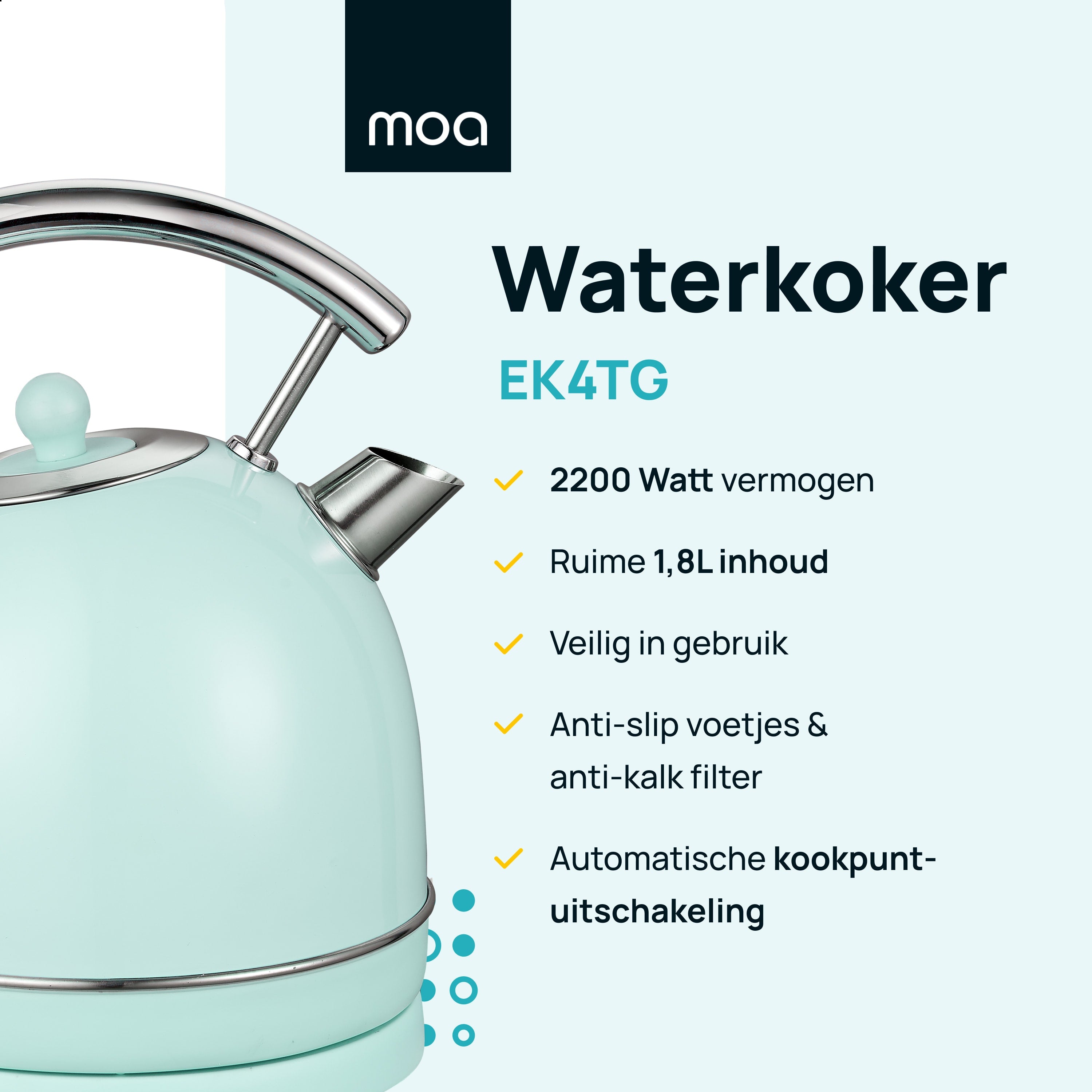 Product Ver weg Versnel MOA Retro Waterkoker - Groen - EK4TG