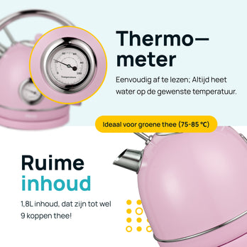 MOA Retro Waterkoker - Roze - EK4TP
