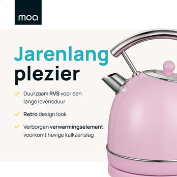 MOA Retro Waterkoker - Roze - EK4TP