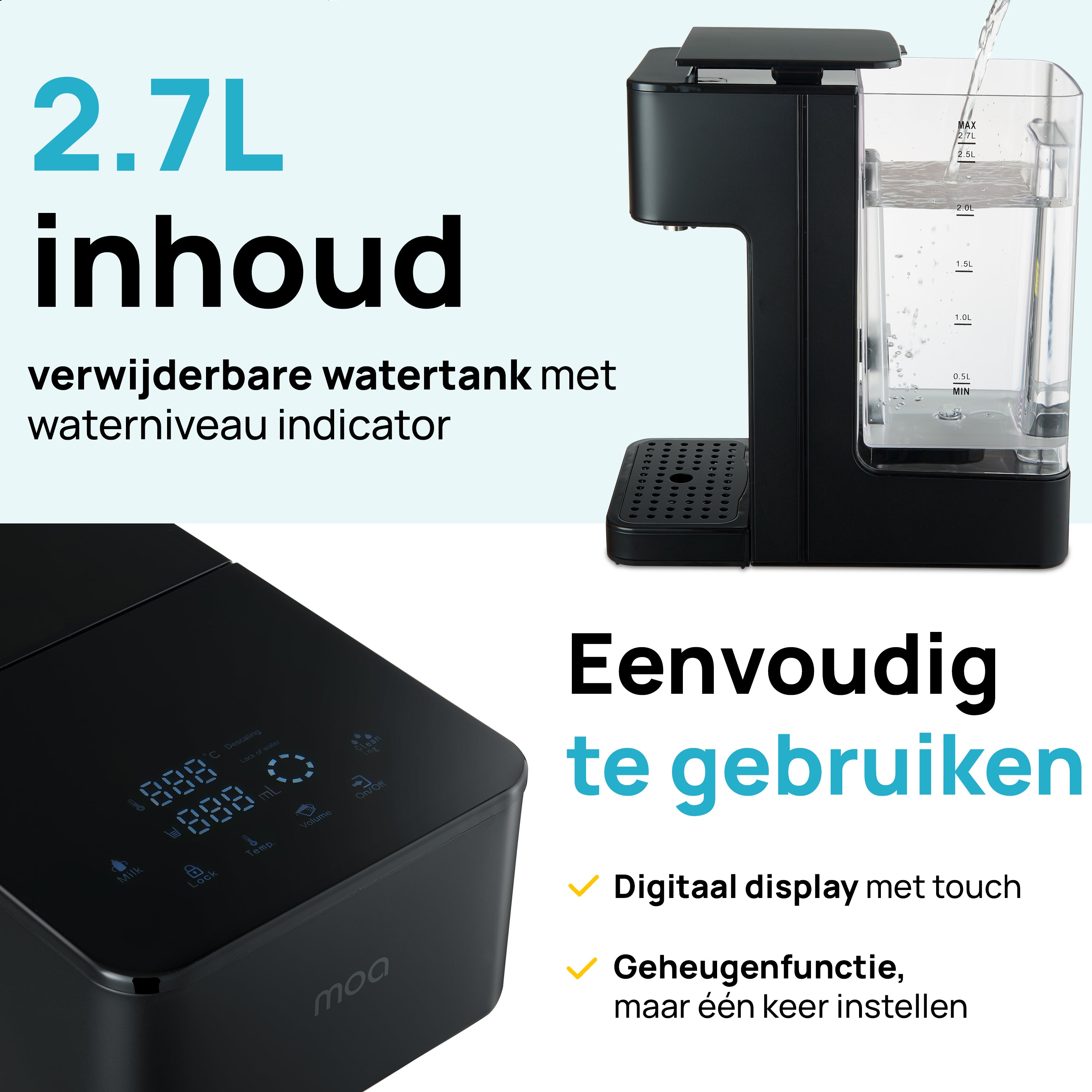 MOA Heetwaterdispenser - Zwart - HWD20B