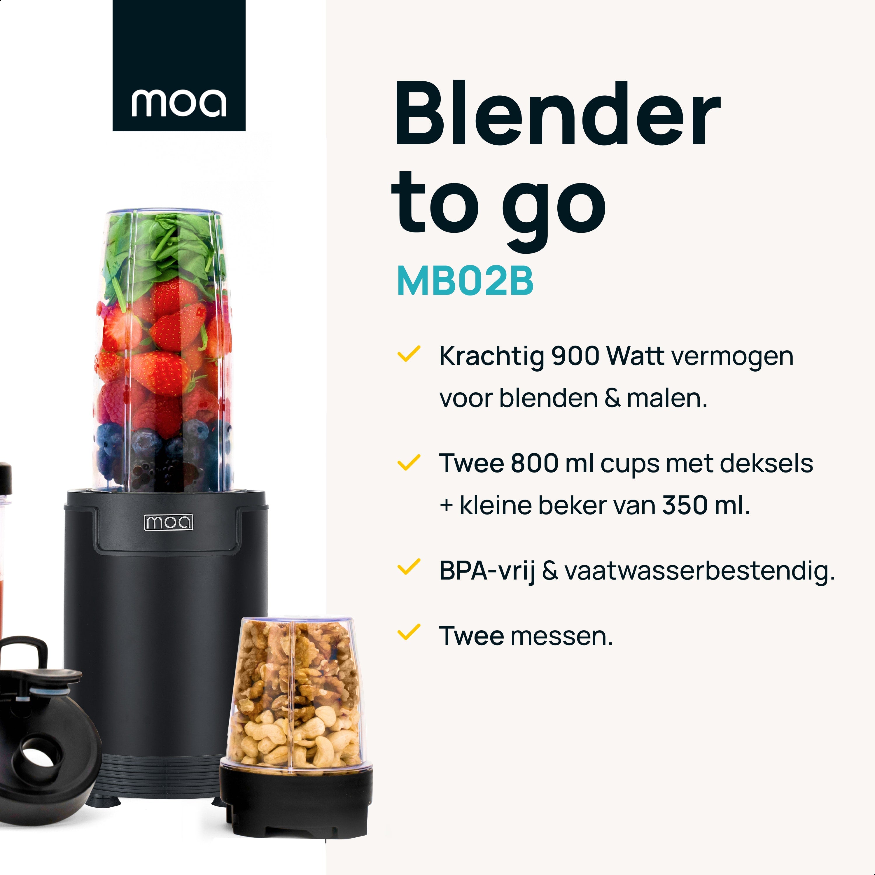 MOA Mini Blender - Zwart - MB02B