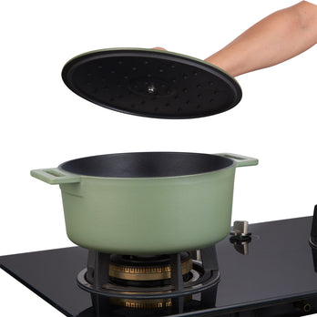MOA Gietijzeren Braadpan - 26 cm - Olijfgroen - MC26OG