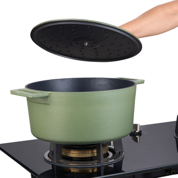 MOA Gietijzeren Braadpan - 29 cm - Olijfgroen - MC29OG