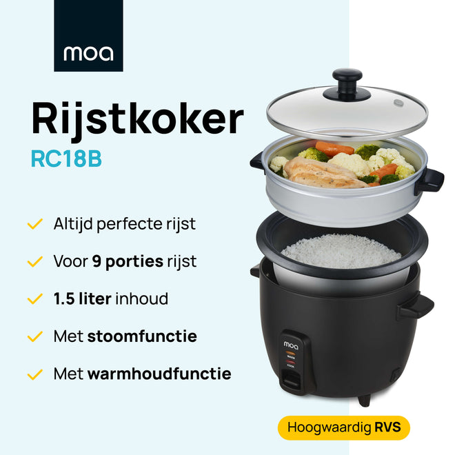 MOA Rijstkoker - Zwart - RC18B
