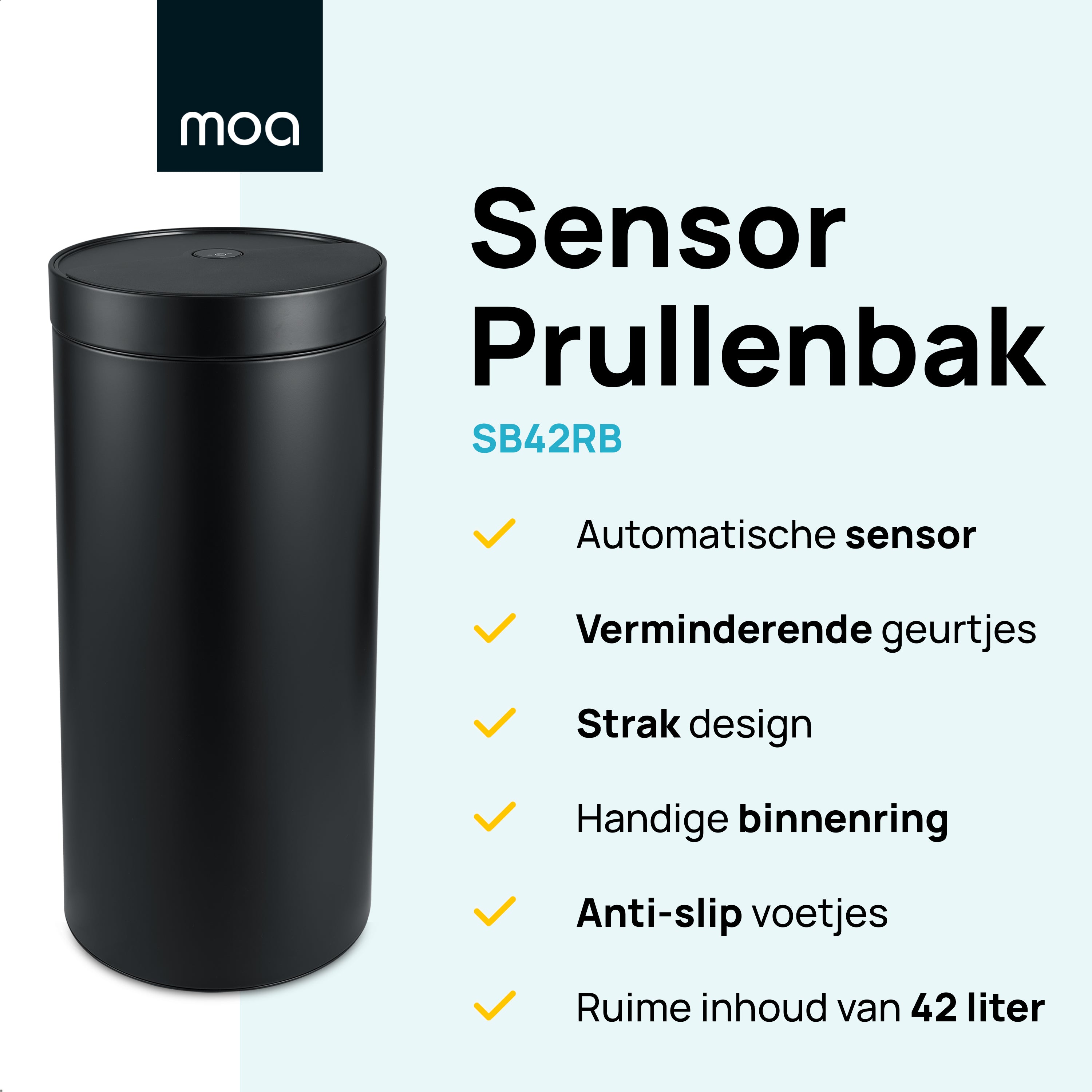 MOA Sensor Prullenbak - Zwart - SB42RB