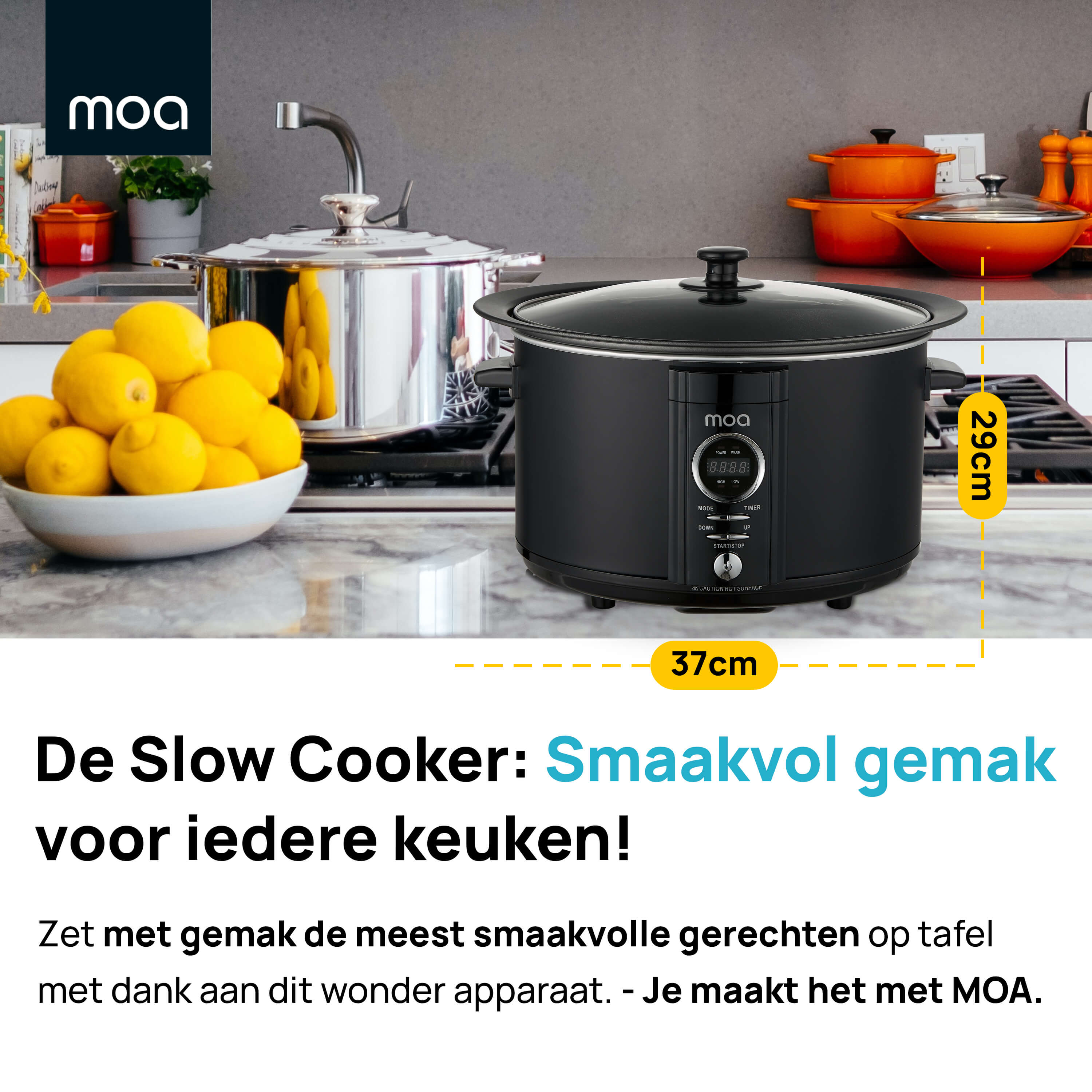 MOA Digitale Slowcooker - Zwart - SC65DB