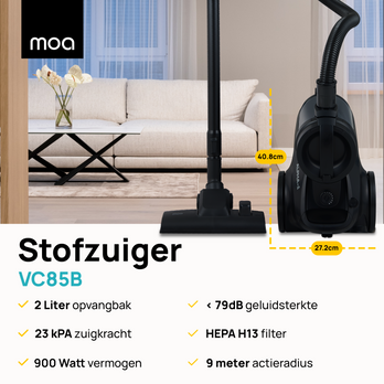MOA Stofzuiger zonder zak - Zwart - VC85B